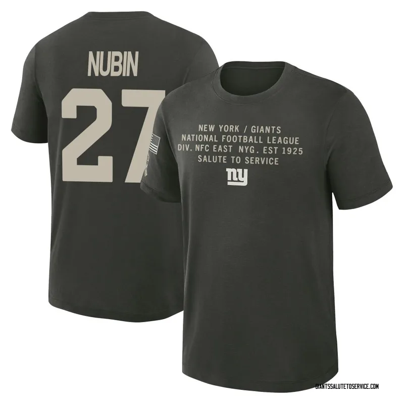 Men's Tyler Nubin New York Giants Green Dark/ 2025 Salute to Service Sideline Slub T-Shirt