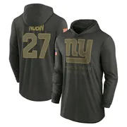 Men's Tyler Nubin New York Giants Green Forest/ 2025 Salute to Service Sideline Lightweight Hooded Pullover Long Sleeve T-Shirt