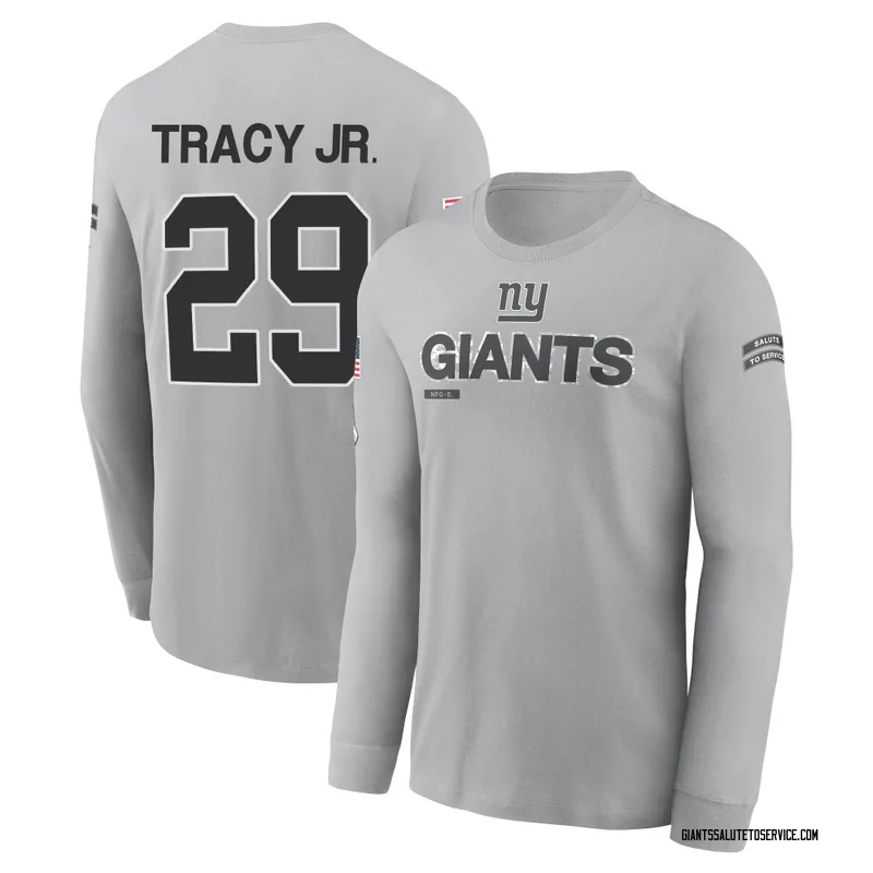 Men's Tyrone Tracy Jr. New York Giants Gray 2024 Salute to Service Long Sleeve T-Shirt