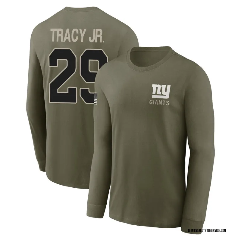 Men's Tyrone Tracy Jr. New York Giants Olive 2025 Salute to Service Sideline Long Sleeve T-Shirt