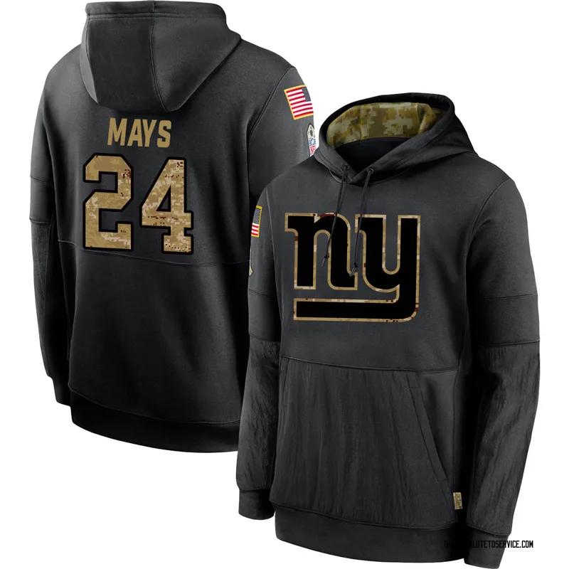 Men's Willie Mays New York Giants Black 2020 Salute to Service Sideline Performance Pullover Hoodie