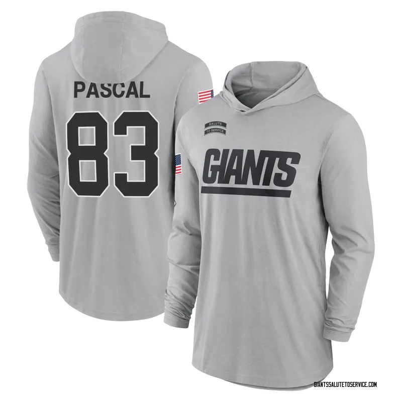Men's Zach Pascal New York Giants Gray 2024 Salute to Service Lightweight Performance Long Sleeve Hooded T-Shirt