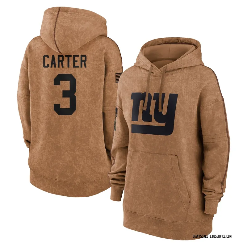 Women's Abdul Carter New York Giants Brown 2023 Salute To Service Pullover Hoodie