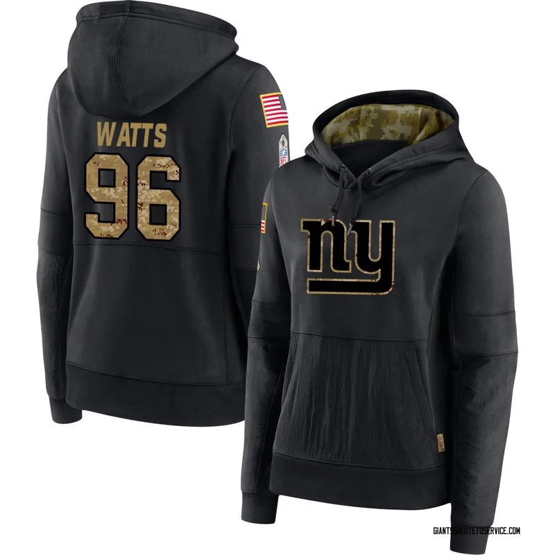 Women's Armon Watts New York Giants Black 2020 Salute to Service Sideline Performance Pullover Hoodie