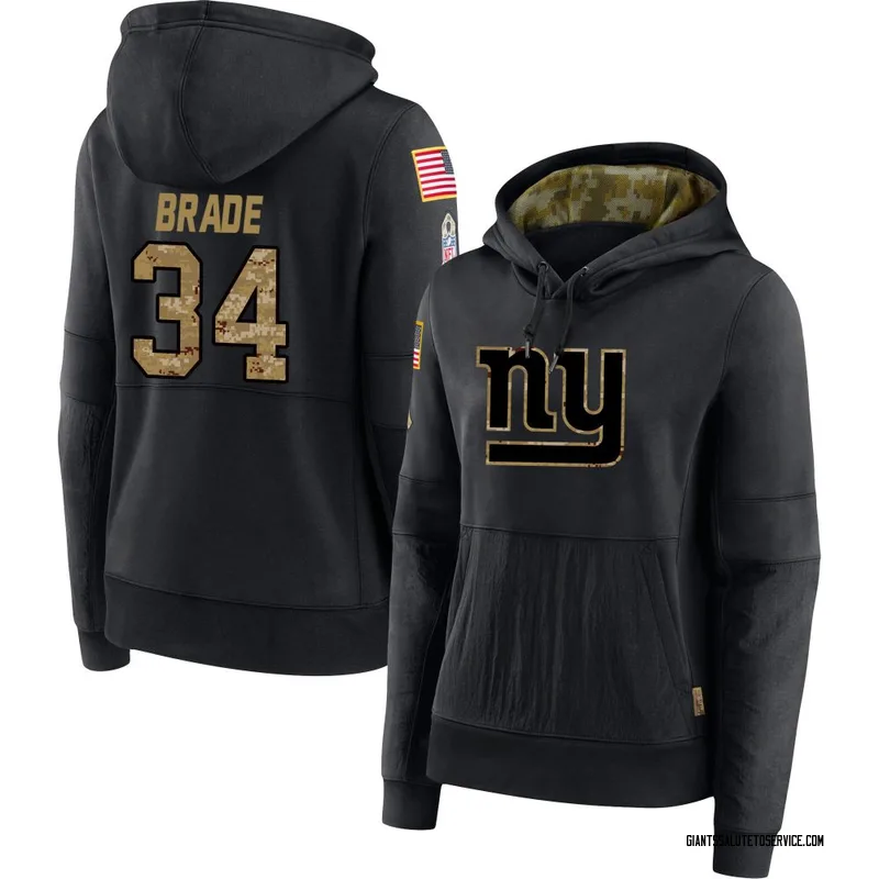 Women's Beau Brade New York Giants Black 2020 Salute to Service Sideline Performance Pullover Hoodie