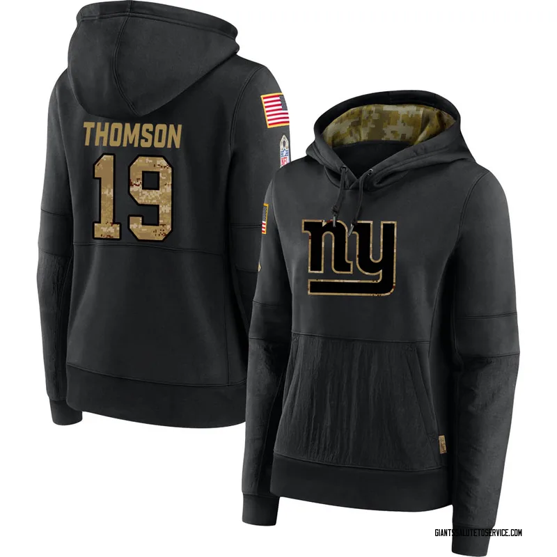 Women's Bobby Thomson New York Giants Black 2020 Salute to Service Sideline Performance Pullover Hoodie