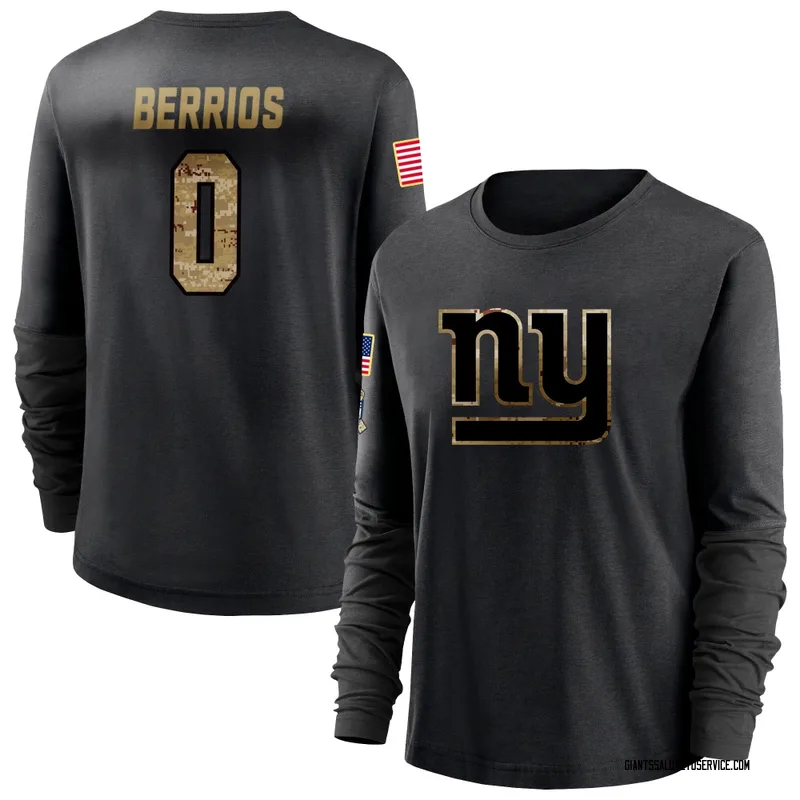 Women's Braxton Berrios New York Giants Black 2020 Salute To Service Sideline Performance Long Sleeve T-Shirt
