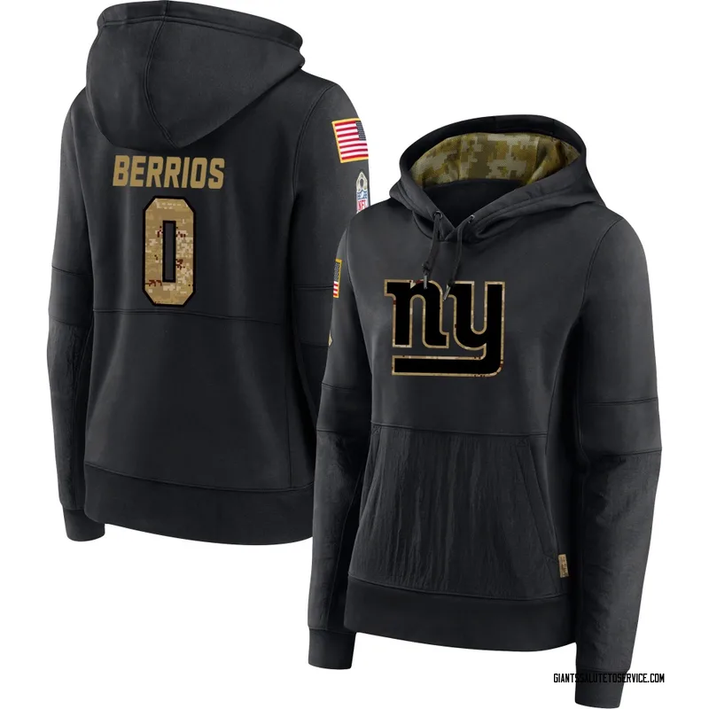 Women's Braxton Berrios New York Giants Black 2020 Salute to Service Sideline Performance Pullover Hoodie