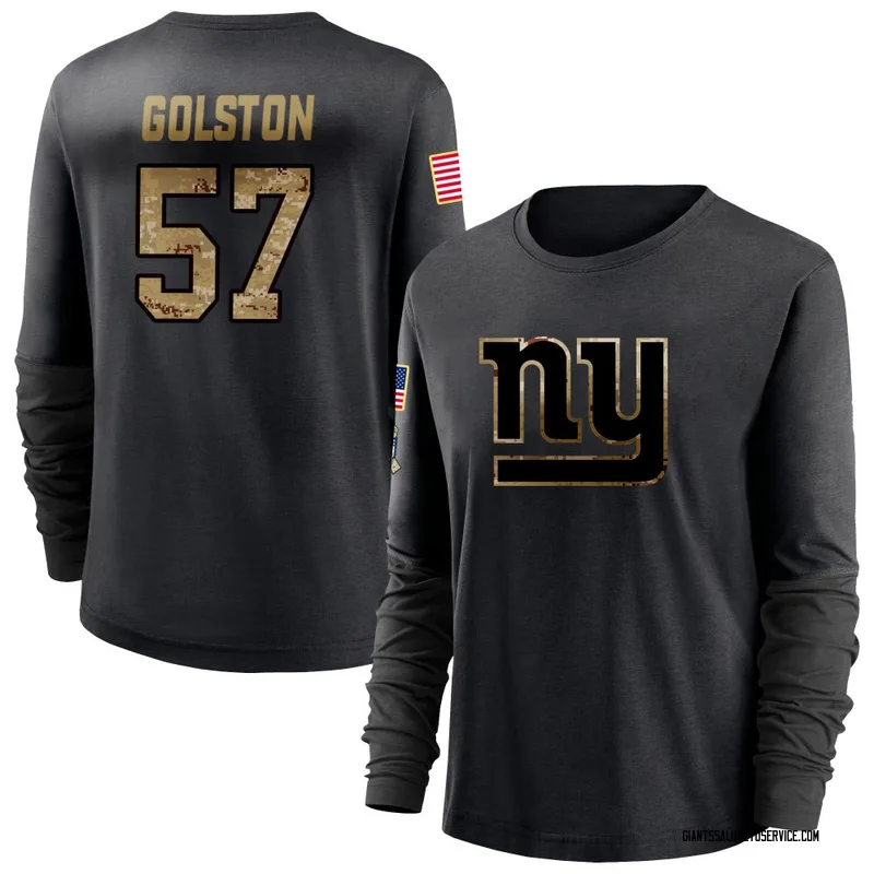 Women's Chauncey Golston New York Giants Black 2020 Salute To Service Sideline Performance Long Sleeve T-Shirt