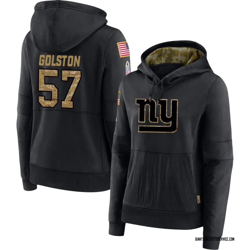 Women's Chauncey Golston New York Giants Black 2020 Salute to Service Sideline Performance Pullover Hoodie