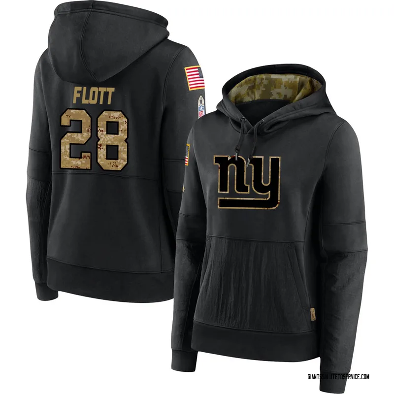 Women's Cor'Dale Flott New York Giants Black 2020 Salute to Service Sideline Performance Pullover Hoodie