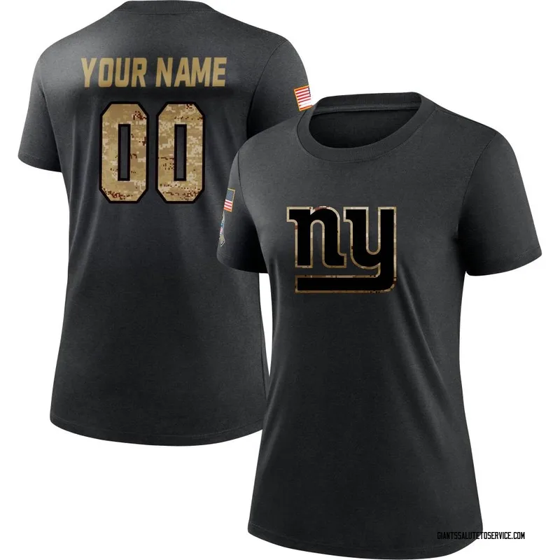 Women's Custom New York Giants Black 2020 Salute To Service Performance T-Shirt