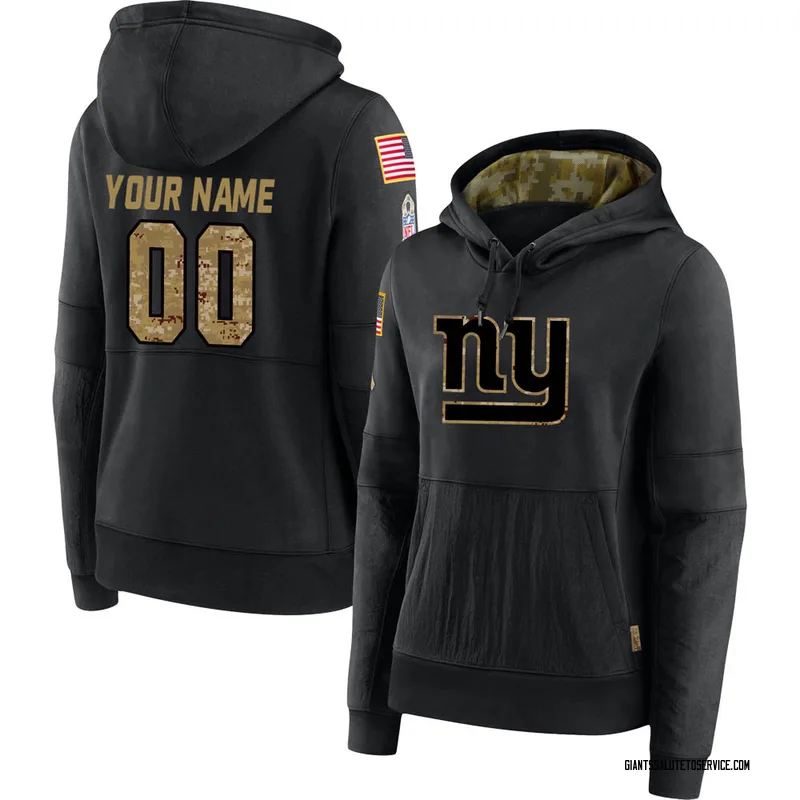 Women's Custom New York Giants Black 2020 Salute to Service Sideline Performance Pullover Hoodie