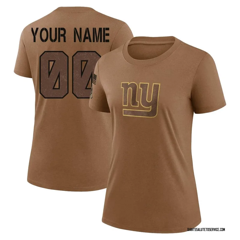 Women's Custom New York Giants Legend Brown 2023 Salute To Service Performance T-Shirt
