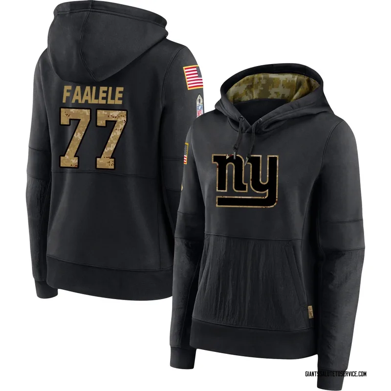 Women's Daniel Faalele New York Giants Black 2020 Salute to Service Sideline Performance Pullover Hoodie
