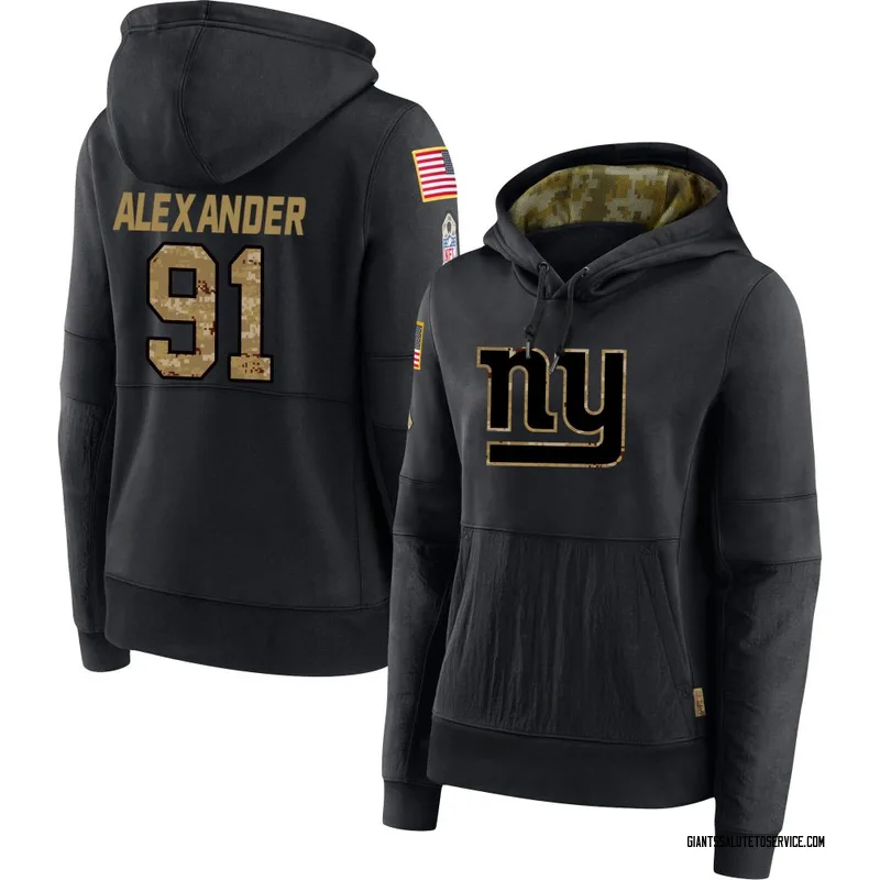 Women's Darius Alexander New York Giants Black 2020 Salute to Service Sideline Performance Pullover Hoodie
