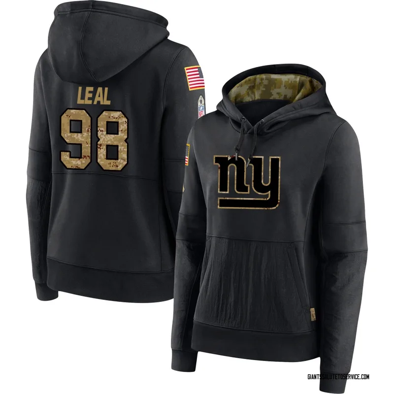 Women's DeMarvin Leal New York Giants Black 2020 Salute to Service Sideline Performance Pullover Hoodie