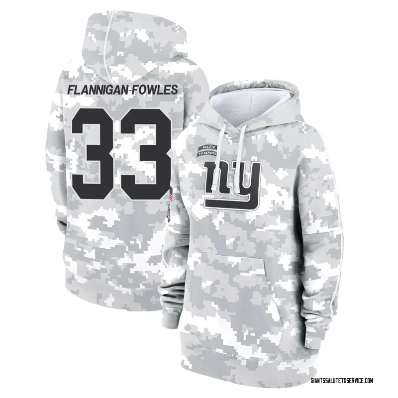 Women's Demetrius Flannigan-Fowles New York Giants Camo Arctic 2024 Salute to Service Club Fleece Pullover Hoodie