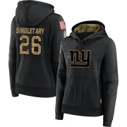 Women's Devin Singletary New York Giants Black 2020 Salute to Service Sideline Performance Pullover Hoodie