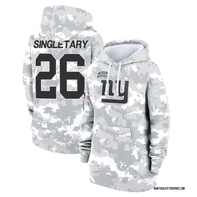 Women's Devin Singletary New York Giants Camo Arctic 2024 Salute to Service Club Fleece Pullover Hoodie