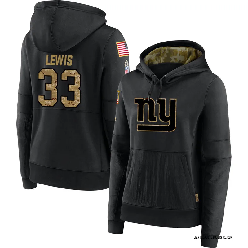 Women's Dion Lewis New York Giants Black 2020 Salute to Service Sideline Performance Pullover Hoodie
