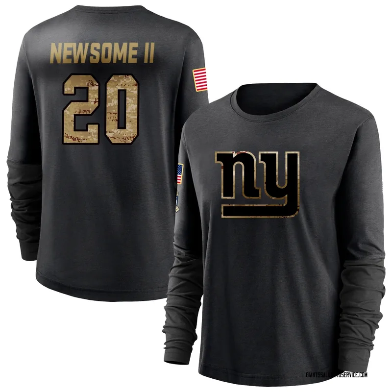 Women's Greg Newsome II New York Giants Black 2020 Salute To Service Sideline Performance Long Sleeve T-Shirt