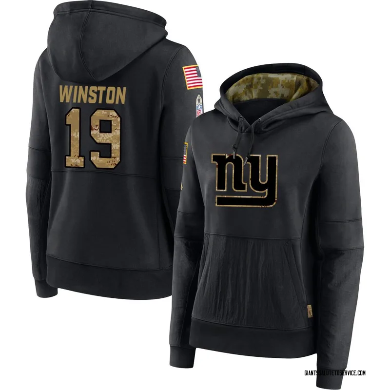 Women's Jameis Winston New York Giants Black 2020 Salute to Service Sideline Performance Pullover Hoodie