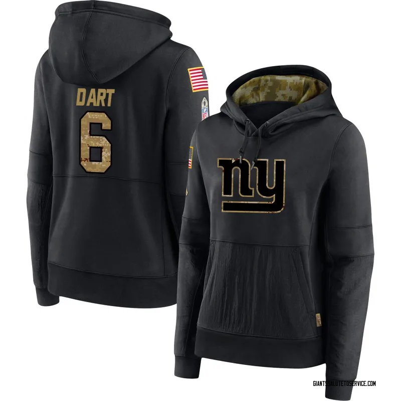 Women's Jaxson Dart New York Giants Black 2020 Salute to Service Sideline Performance Pullover Hoodie