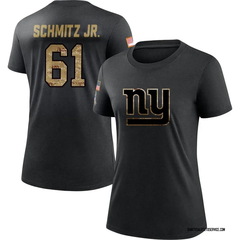 Women's John Michael Schmitz Jr. New York Giants Black 2020 Salute To Service Performance T-Shirt