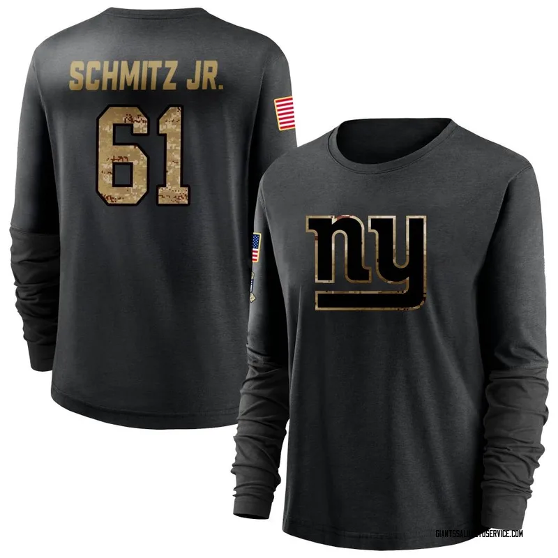 Women's John Michael Schmitz Jr. New York Giants Black 2020 Salute To Service Sideline Performance Long Sleeve T-Shirt