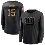 Women's Jordan Stout New York Giants Black 2020 Salute To Service Sideline Performance Long Sleeve T-Shirt