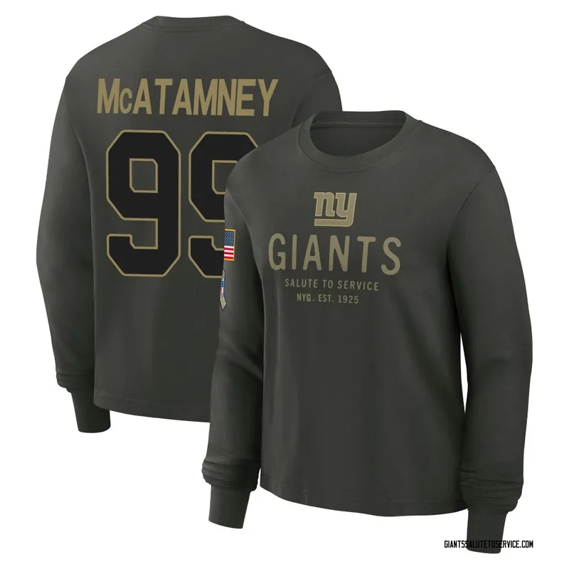 Women's Jude McAtamney New York Giants Green Dark/ 2025 Salute to Service Sideline Long Sleeve T-Shirt