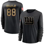 Women's Juice Wells Jr. New York Giants Black 2020 Salute To Service Sideline Performance Long Sleeve T-Shirt
