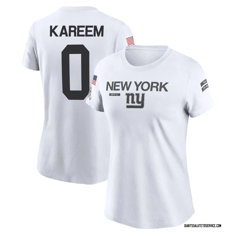 Women's Khalid Kareem New York Giants Legend White 2024 Salute to Service Performance T-Shirt