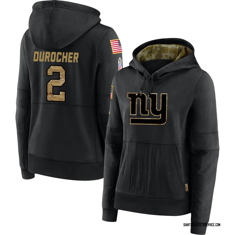 Women's Leo Durocher New York Giants Black 2020 Salute to Service Sideline Performance Pullover Hoodie