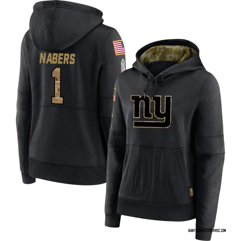 Women's Malik Nabers New York Giants Black 2020 Salute to Service Sideline Performance Pullover Hoodie