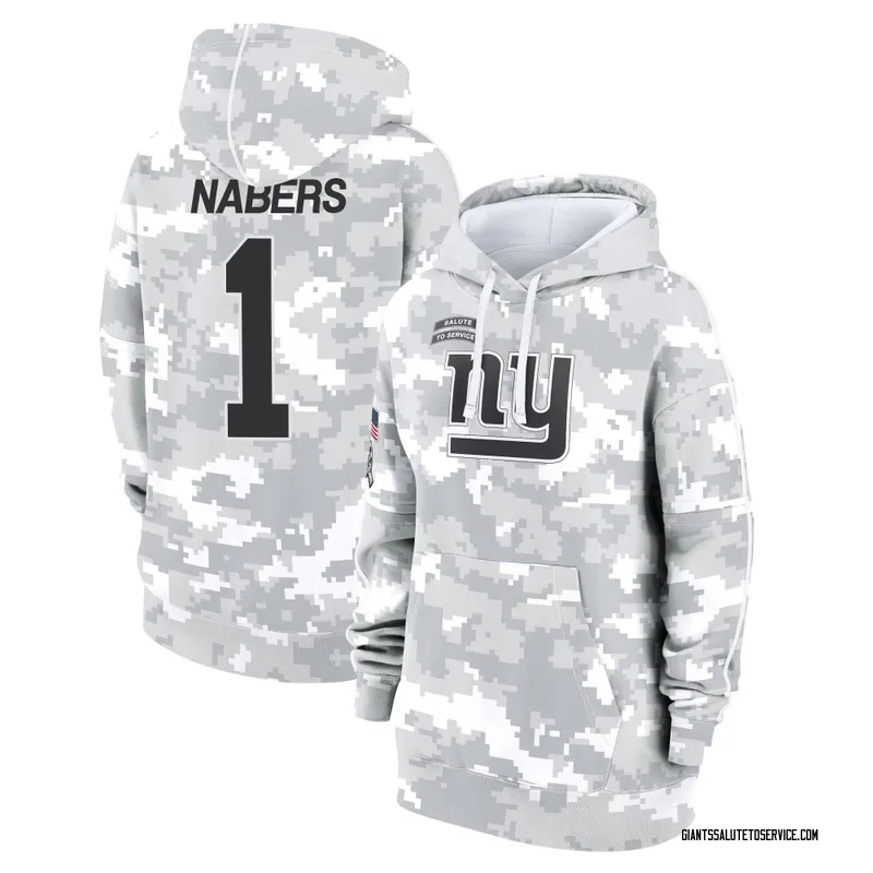 Women's Malik Nabers New York Giants Camo Arctic 2024 Salute to Service Club Fleece Pullover Hoodie