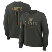 Women's Malik Nabers New York Giants Green Dark/ 2025 Salute to Service Sideline Long Sleeve T-Shirt