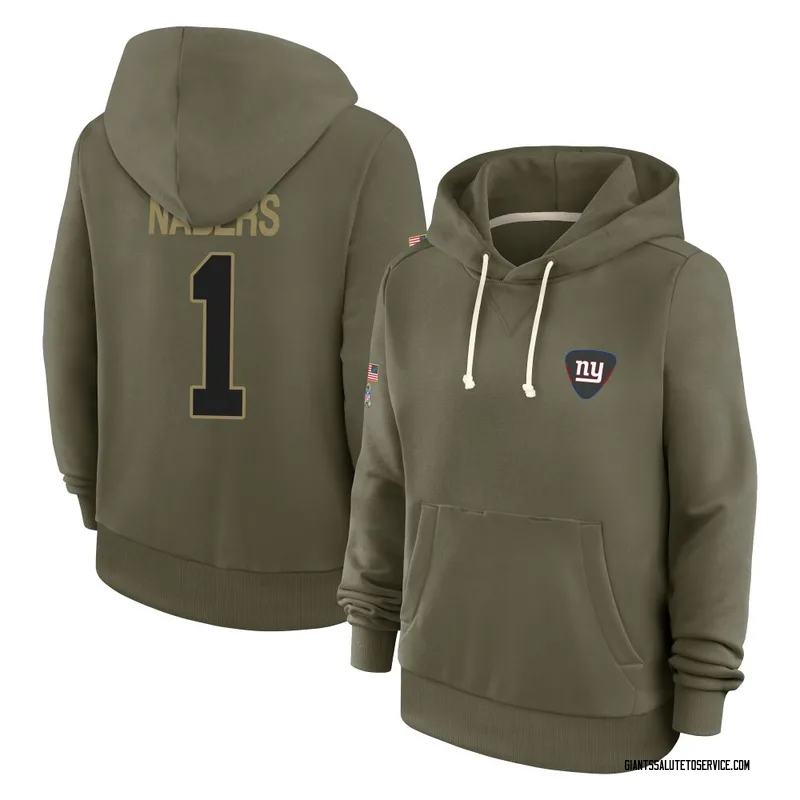 Women's Malik Nabers New York Giants Olive 2025 Salute to Service Hoodie