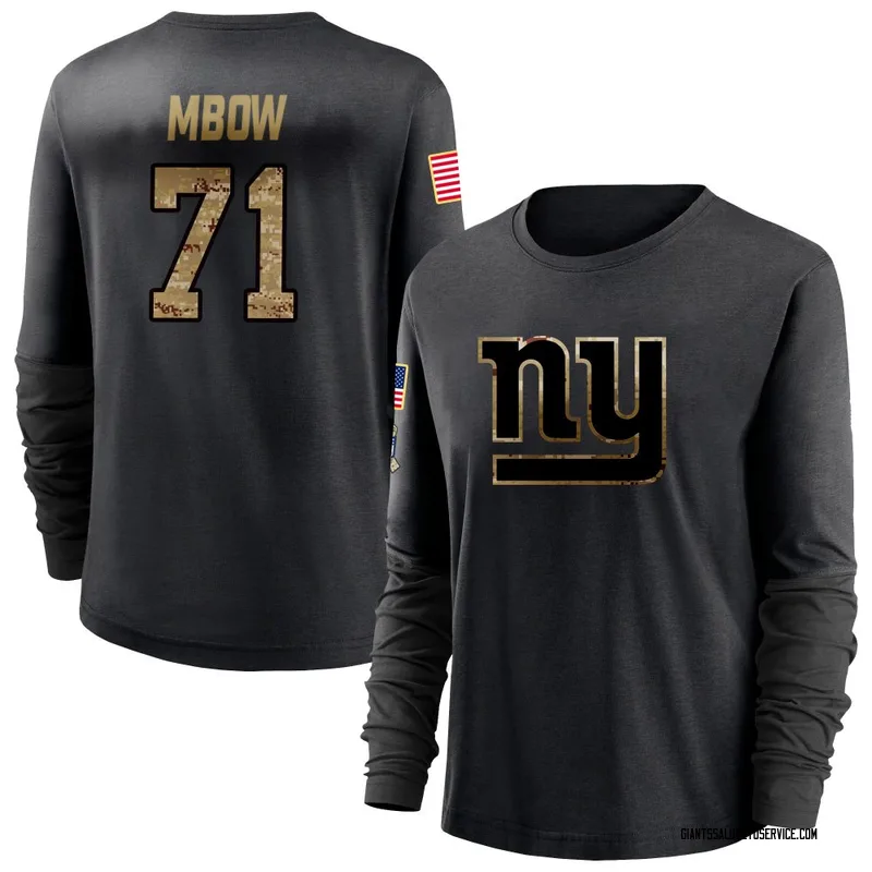Women's Marcus Mbow New York Giants Black 2020 Salute To Service Sideline Performance Long Sleeve T-Shirt