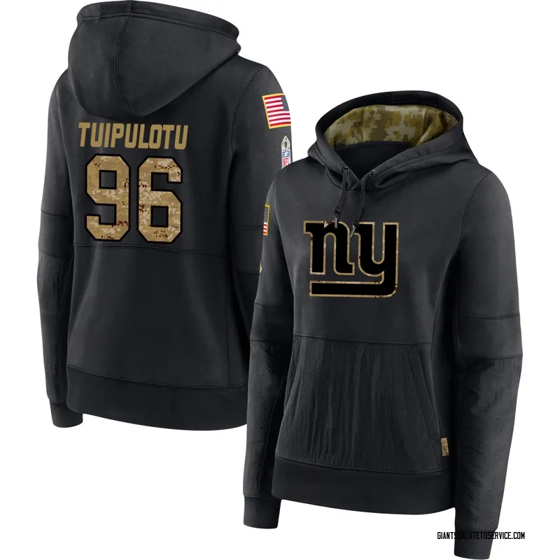 Women's Marlon Tuipulotu New York Giants Black 2020 Salute to Service Sideline Performance Pullover Hoodie