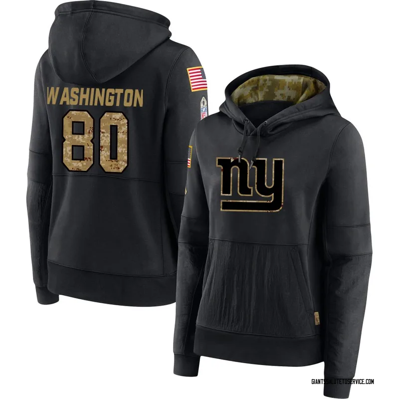 Women's Montrell Washington New York Giants Black 2020 Salute to Service Sideline Performance Pullover Hoodie