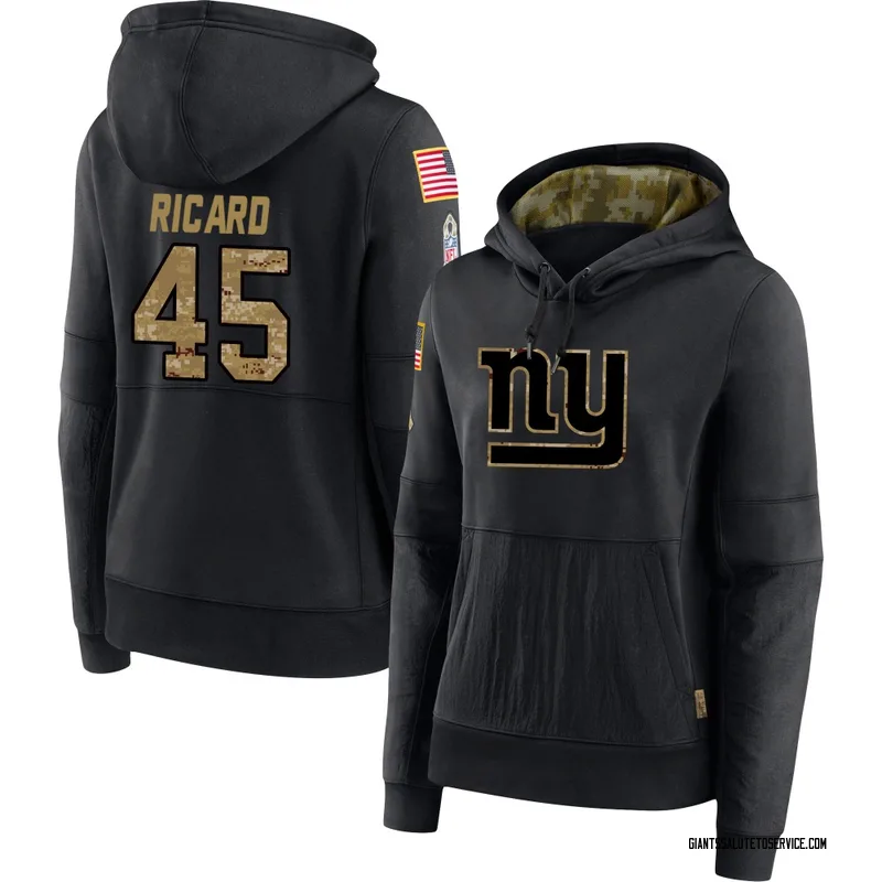 Women's Patrick Ricard New York Giants Black 2020 Salute to Service Sideline Performance Pullover Hoodie