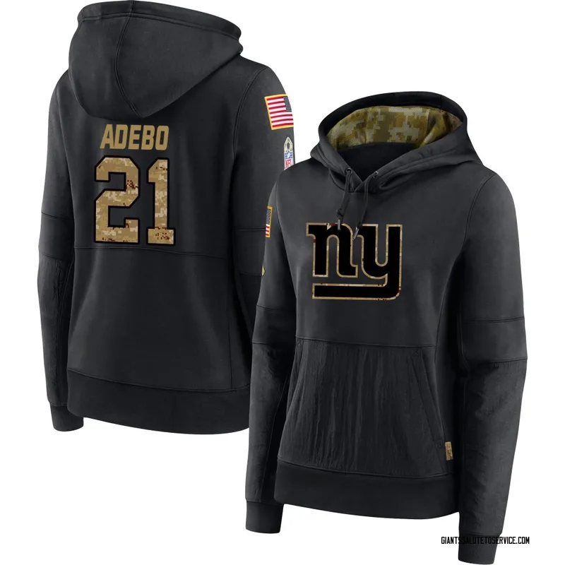 Women's Paulson Adebo New York Giants Black 2020 Salute to Service Sideline Performance Pullover Hoodie
