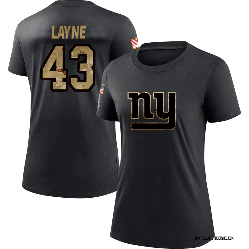 Women's Raheem Layne New York Giants Black 2020 Salute To Service Performance T-Shirt