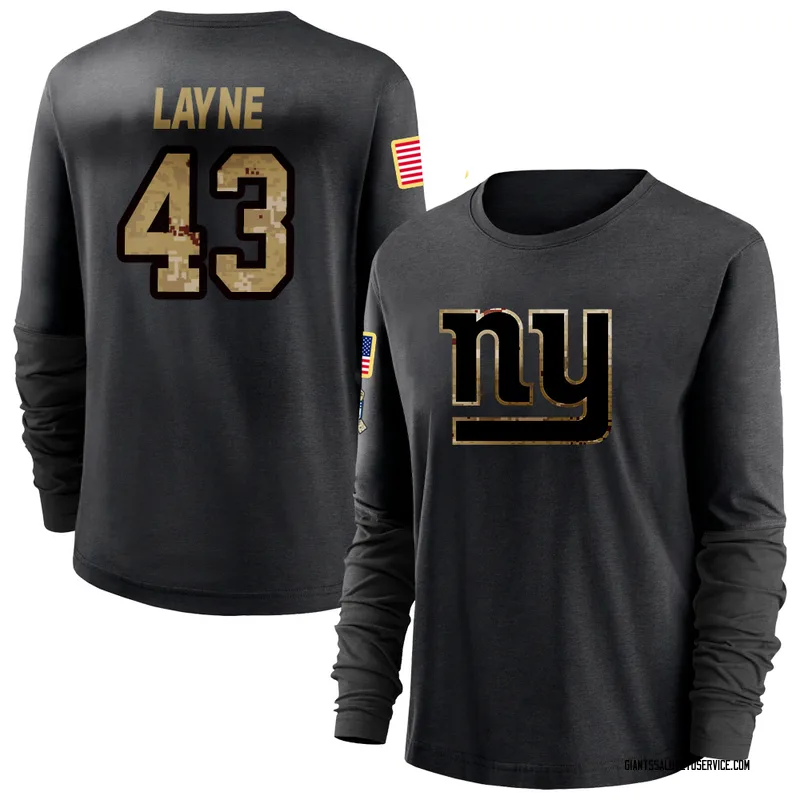 Women's Raheem Layne New York Giants Black 2020 Salute To Service Sideline Performance Long Sleeve T-Shirt