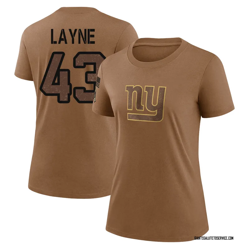 Women's Raheem Layne New York Giants Legend Brown 2023 Salute To Service Performance T-Shirt