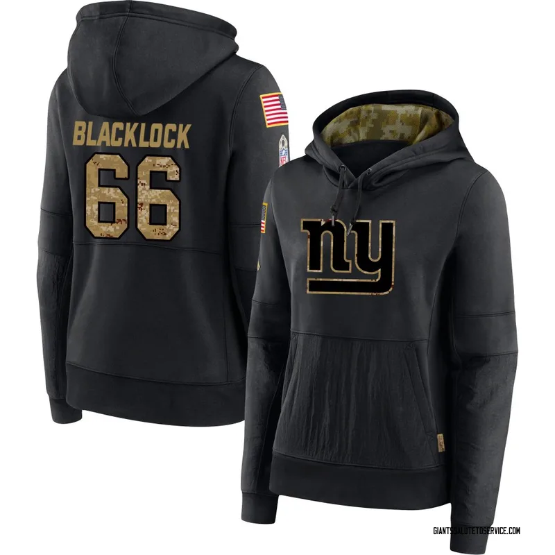 Women's Ross Blacklock New York Giants Black 2020 Salute to Service Sideline Performance Pullover Hoodie