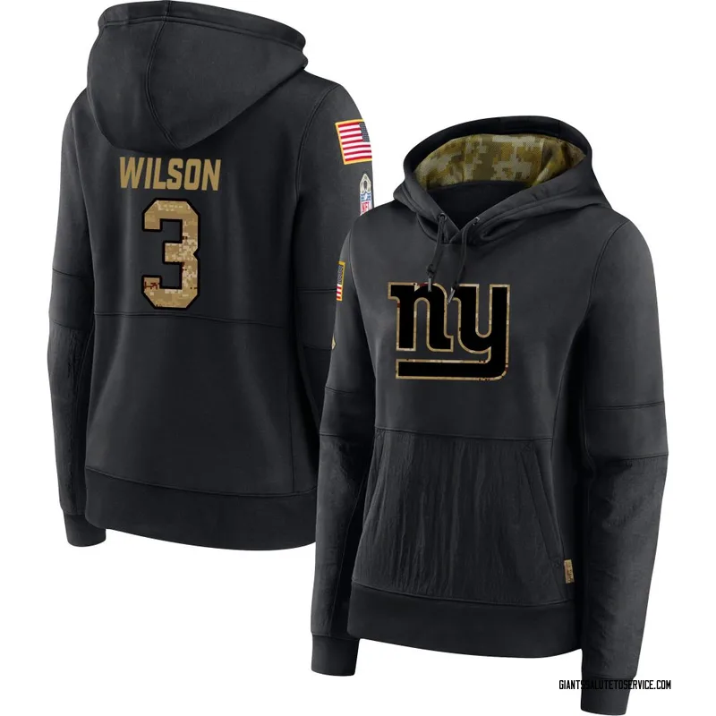 Women's Russell Wilson New York Giants Black 2020 Salute to Service Sideline Performance Pullover Hoodie