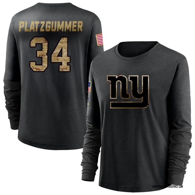 Women's Sandro Platzgummer New York Giants Black 2020 Salute To Service Sideline Performance Long Sleeve T-Shirt